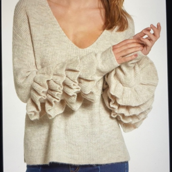 bp Sweaters - BP Ruffle Sleeve V-neck Sweater